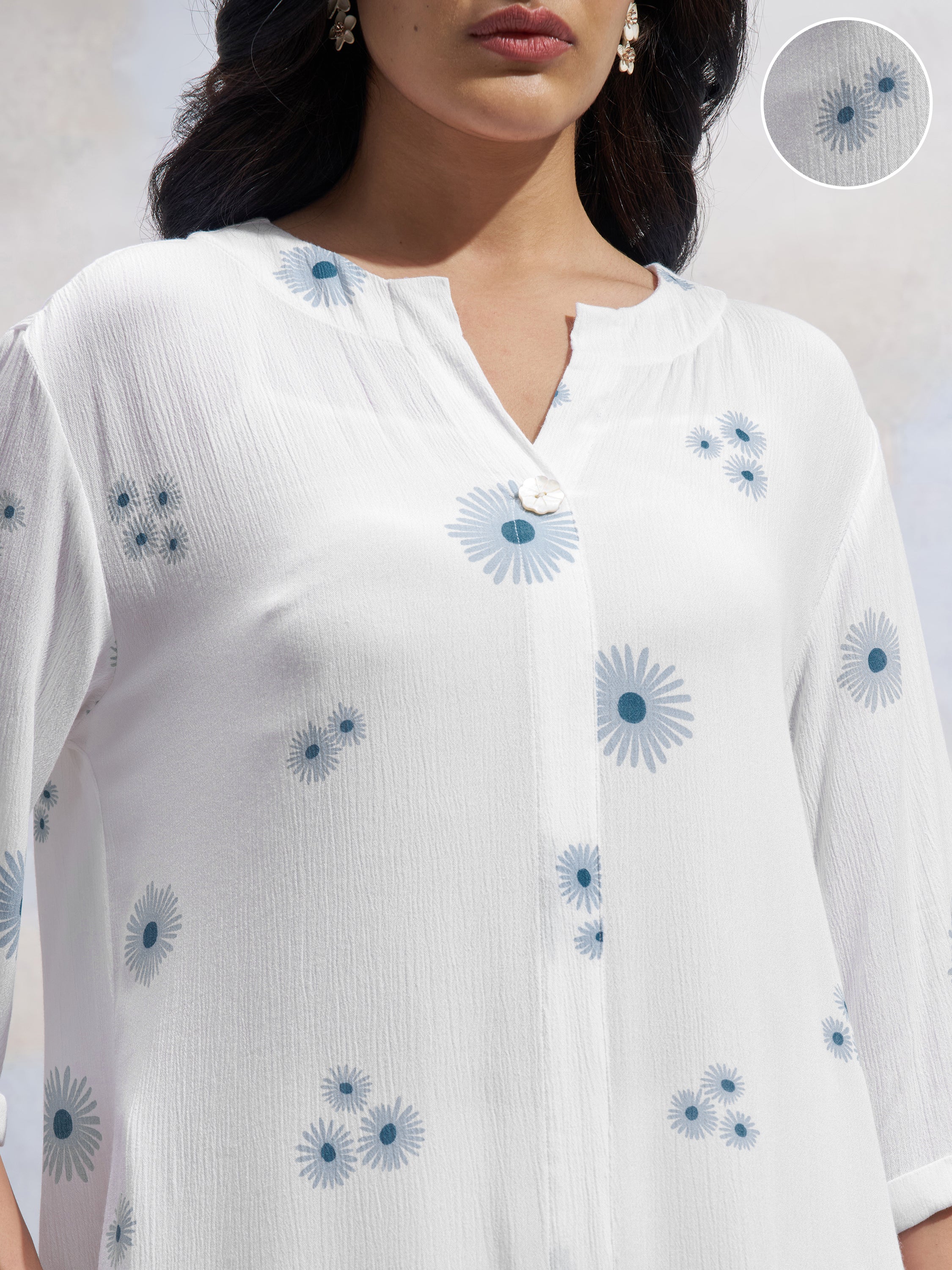 Vara By Vishudh Women White Printed Straight Kurta - White - Image 5