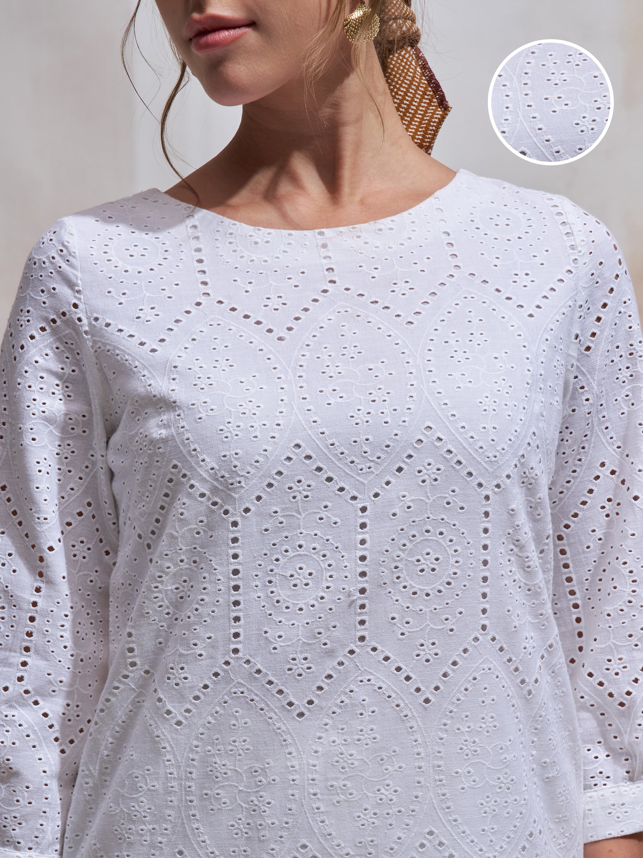 Vara By Vishudh Women White Embroidered Straight Kurta - White - Image 5