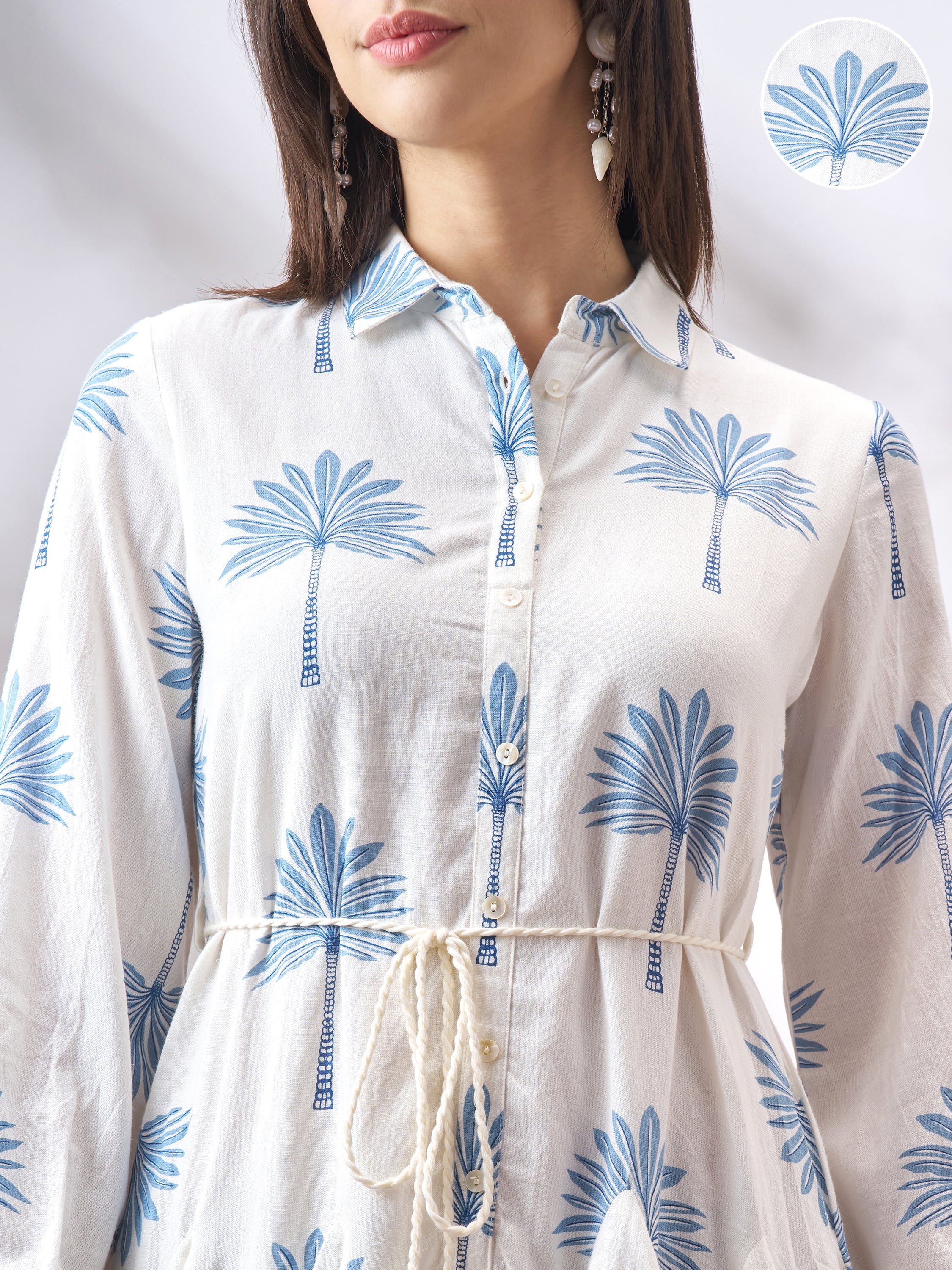 Vara By Vishudh Women Off White Printed Fit and Flare Dress - Off White - Image 5