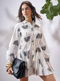 Vara By Vishudh Women Off White Printed Fit and Flare Dress - Off White - Image 1