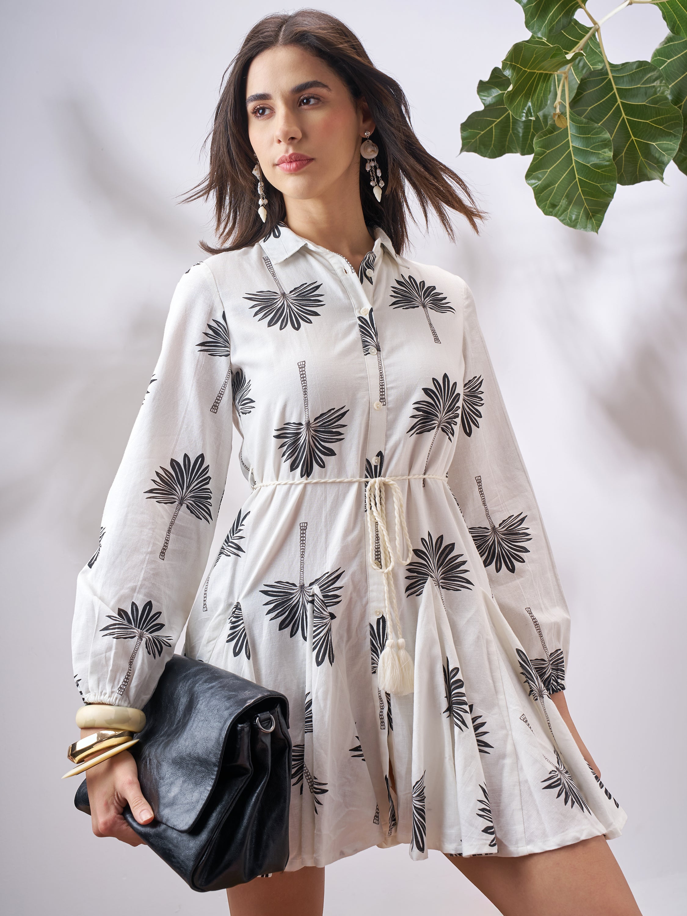Vara By Vishudh Women Off White Printed Fit and Flare Dress - Off White - Image 1