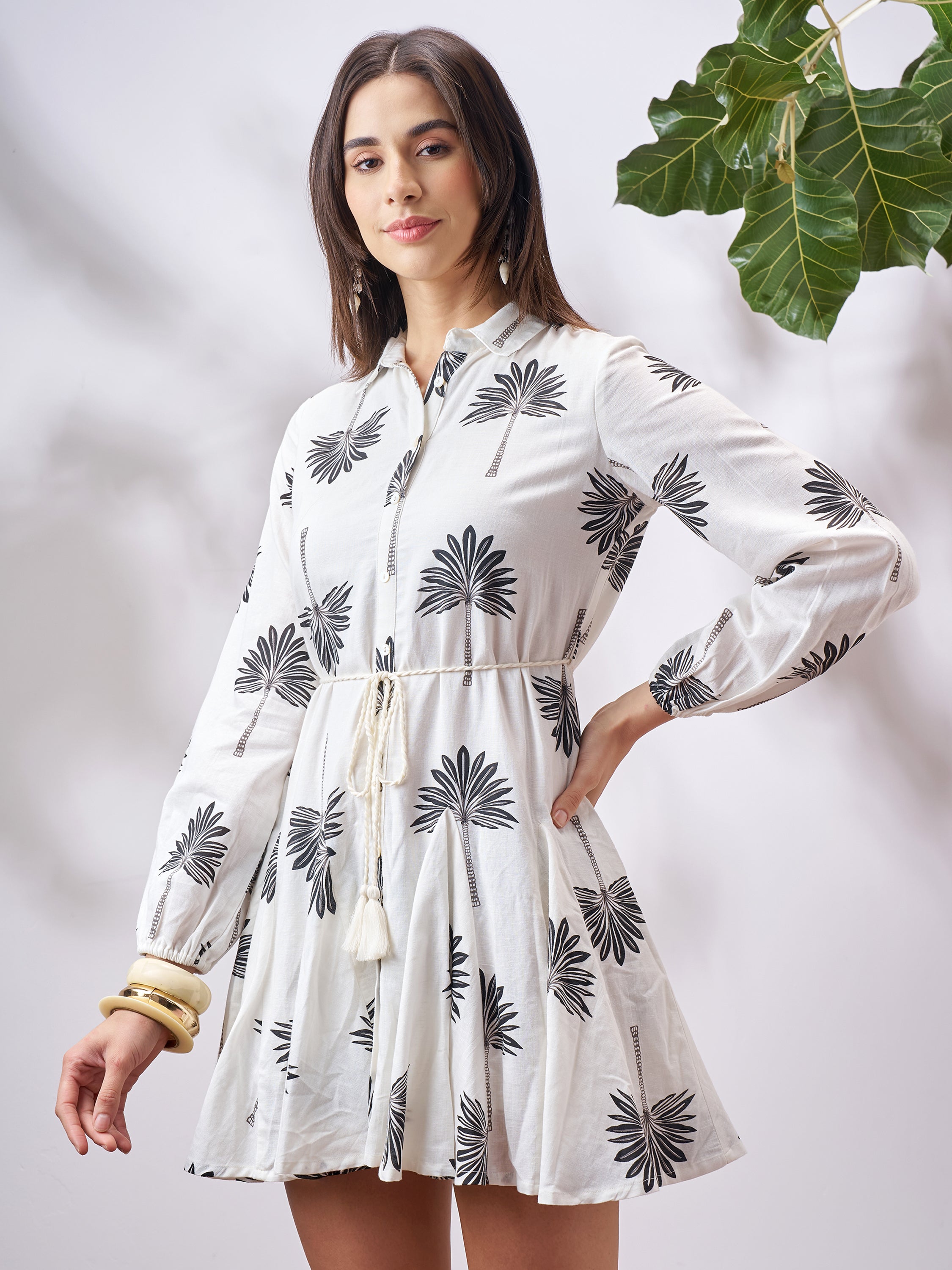 Vara By Vishudh Women Off White Printed Fit and Flare Dress - Off White - Image 4