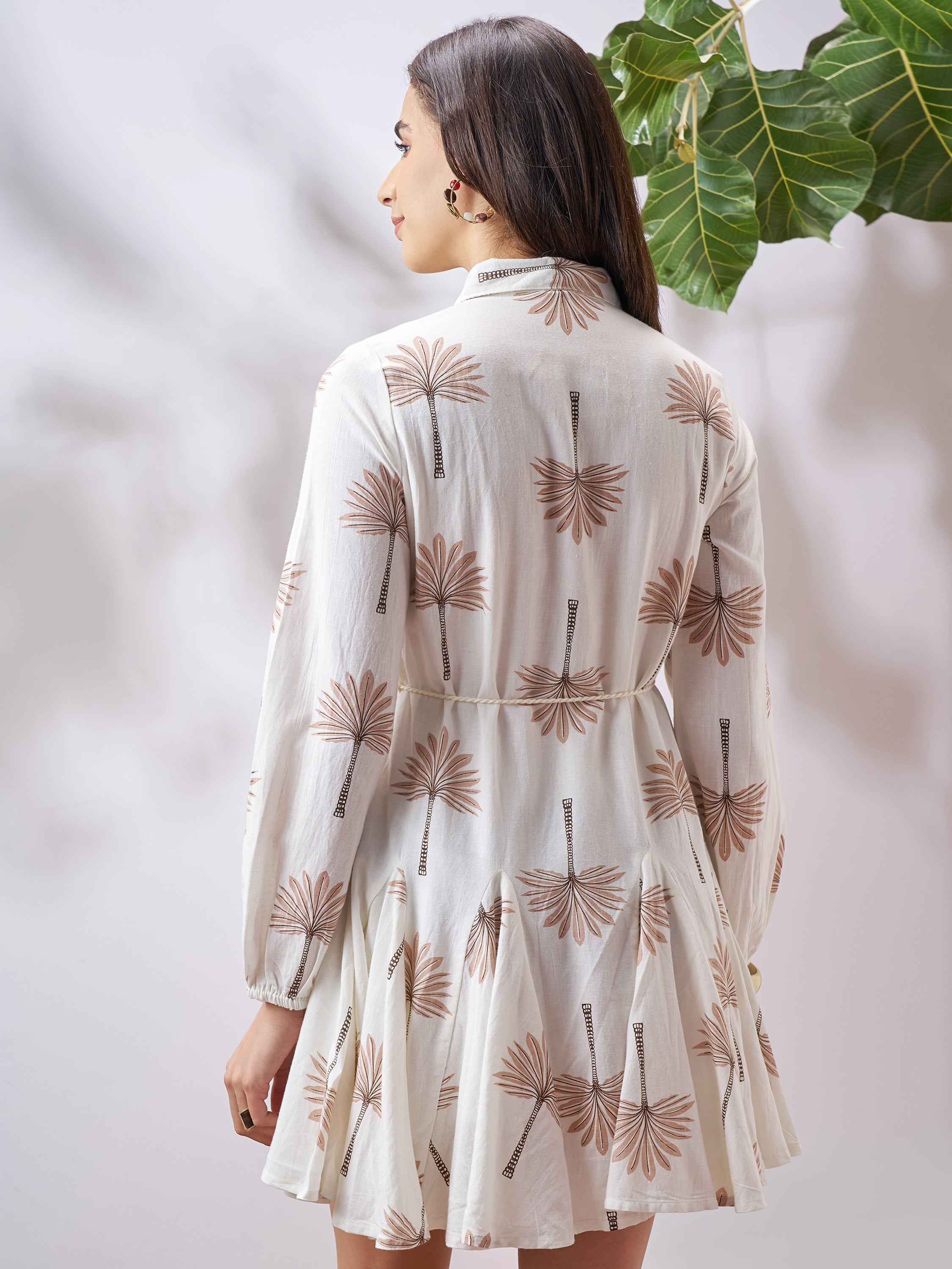 Vara By Vishudh Women Tan Printed Fit and Flare Dress - Tan - Image 3
