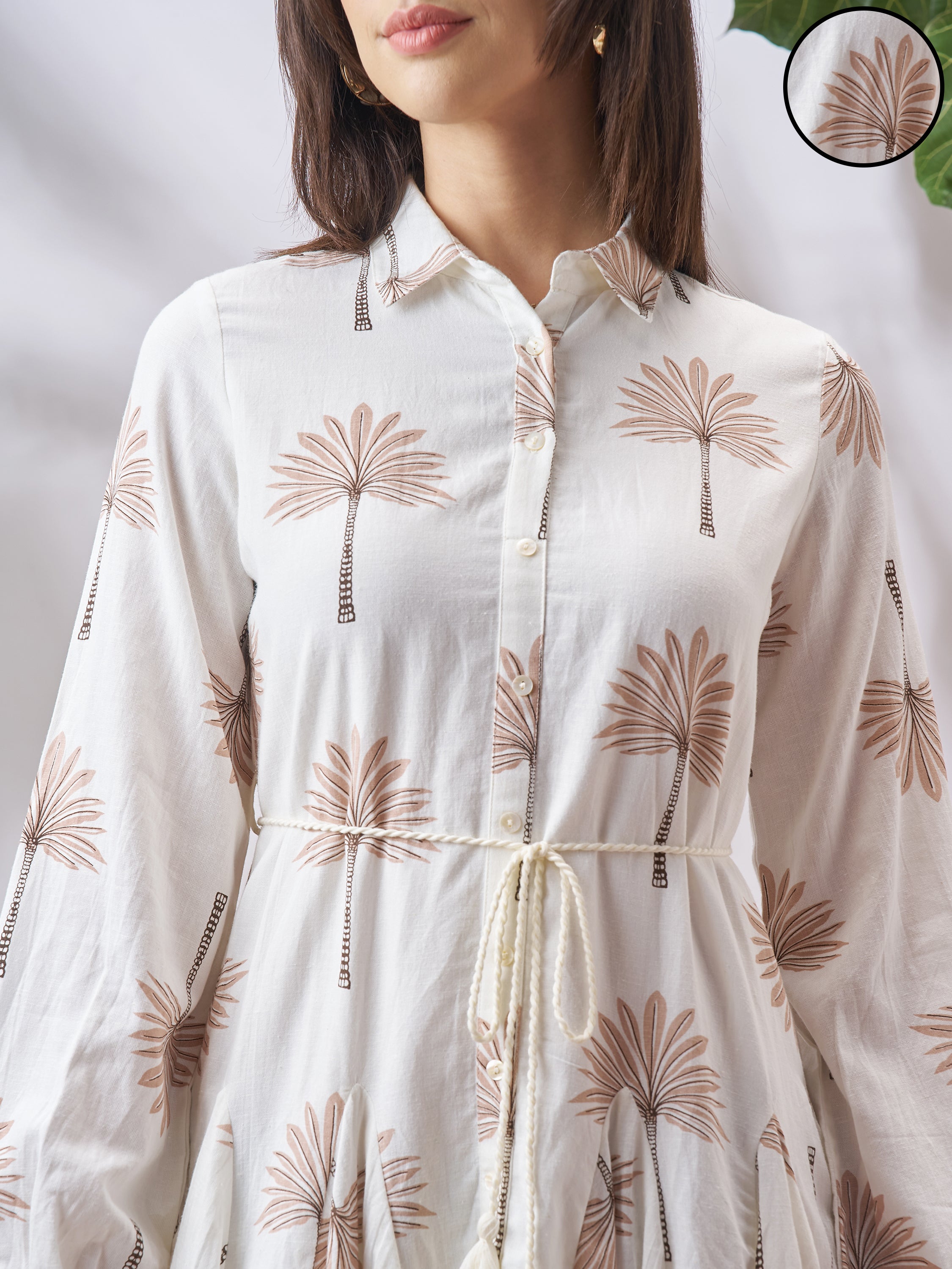 Vara By Vishudh Women Tan Printed Fit and Flare Dress - Tan - Image 5