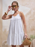 Vara By Vishudh Women White Embroidered Fit and Flare Dress - White - Image 1