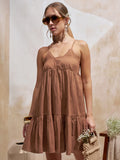 Vara By Vishudh Women Brown Embroidered Fit and Flare Dress - Brown - Image 1