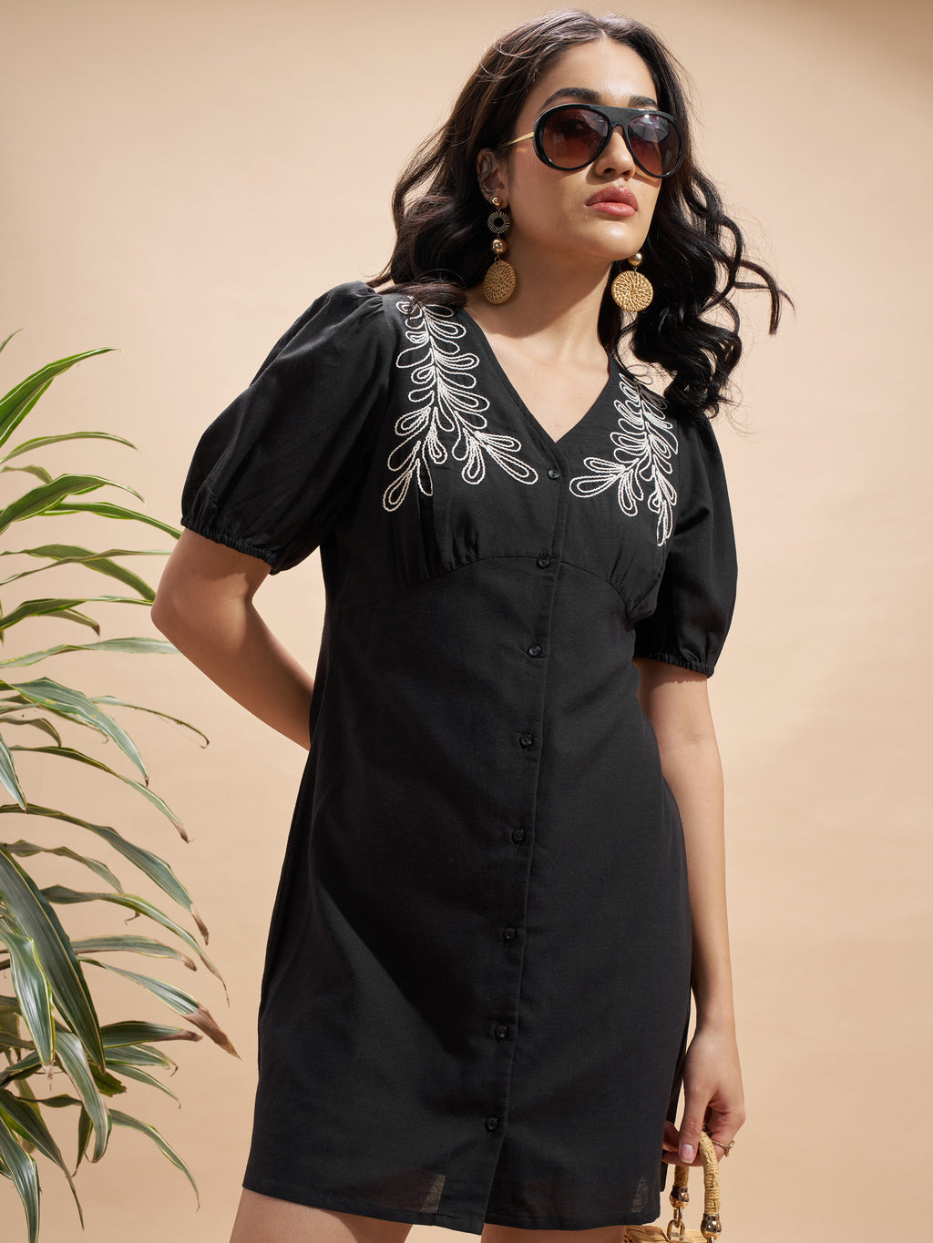 Vara By Vishudh Women Black Embroidered Bodycon Dress - Black - Image 1