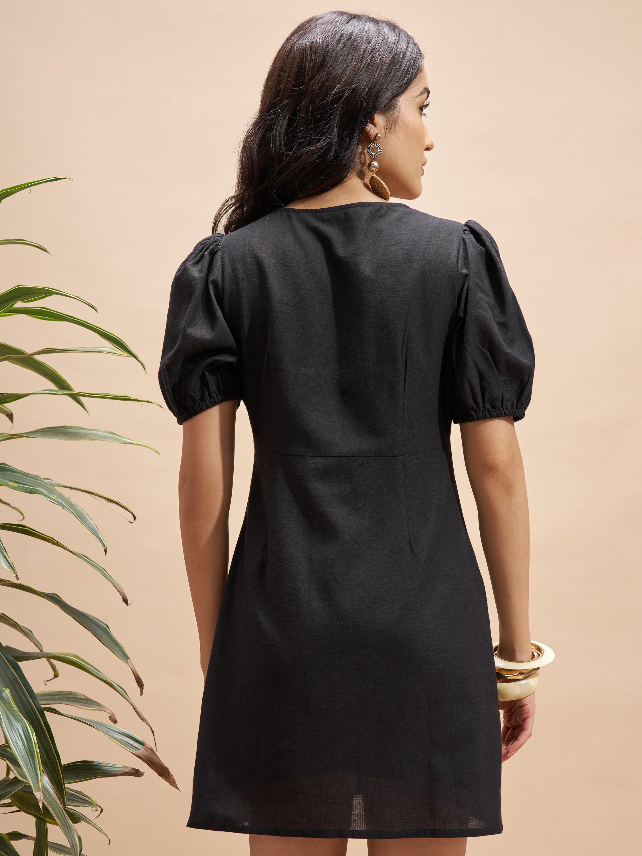 Vara By Vishudh Women Black Embroidered Bodycon Dress - Black - Image 3
