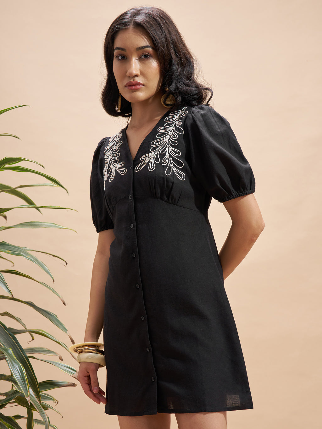 Vara By Vishudh Women Black Embroidered Bodycon Dress - Black - Image 4