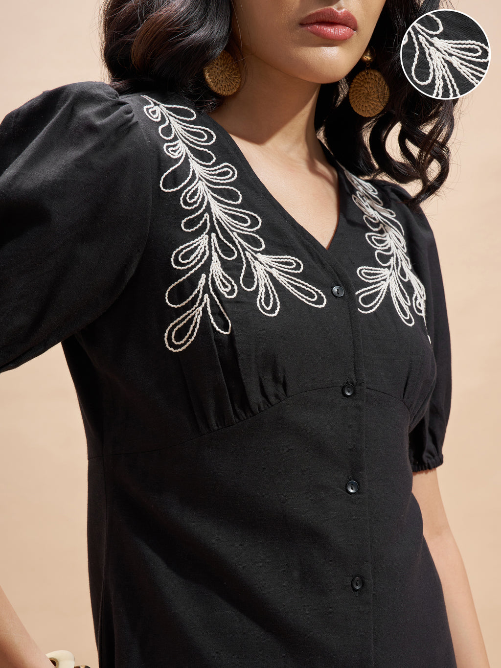 Vara By Vishudh Women Black Embroidered Bodycon Dress - Black - Image 5
