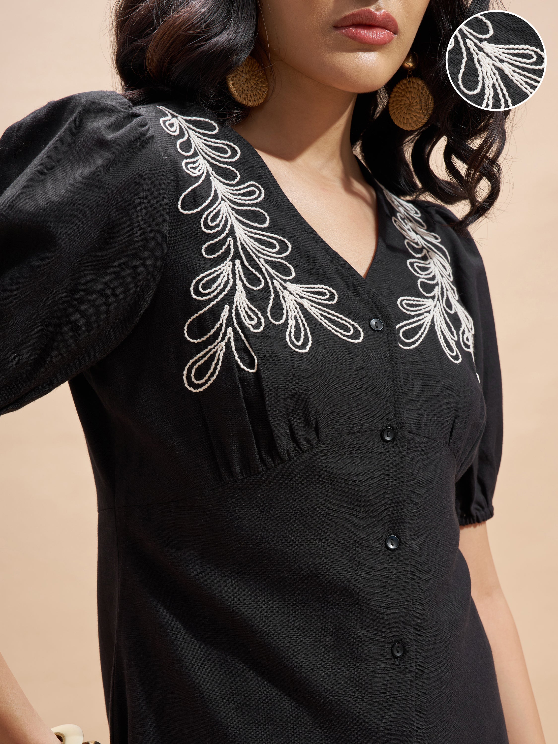 Vara By Vishudh Women Black Embroidered Bodycon Dress - Black - Image 5