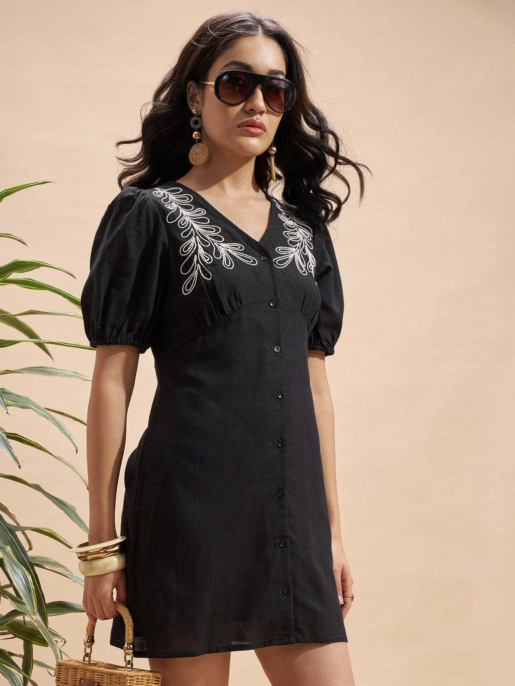 Vara By Vishudh Women Black Embroidered Bodycon Dress - Black - Image 6