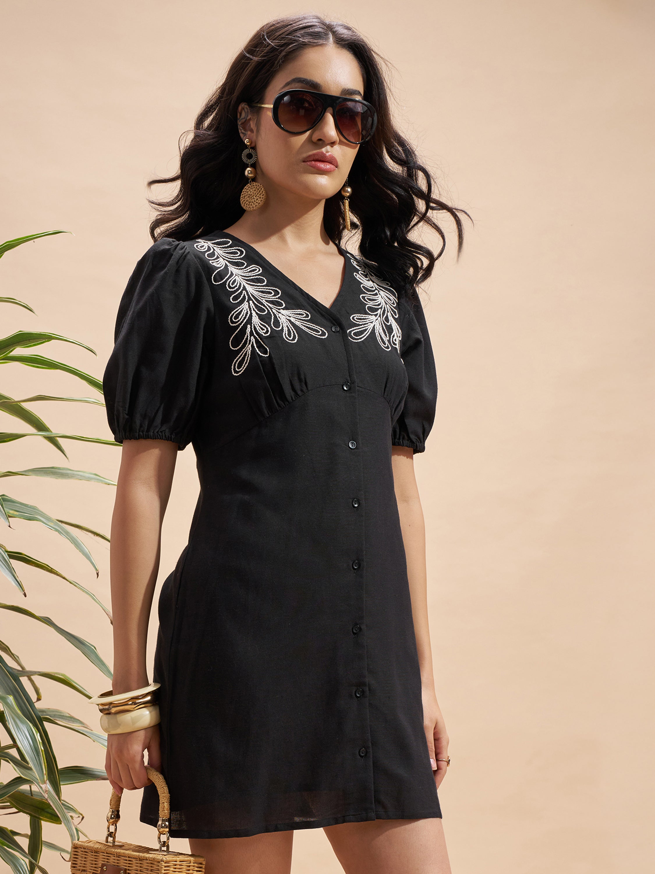 Vara By Vishudh Women Black Embroidered Bodycon Dress - Black - Image 6