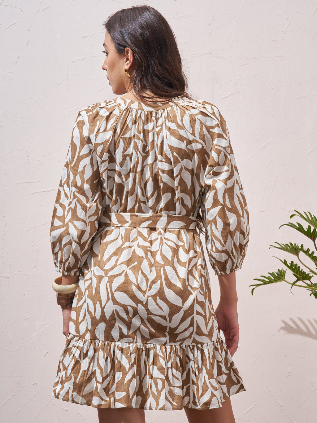 Vara By Vishudh Women Brown Printed Drop Waist Dress - Brown - Image 3