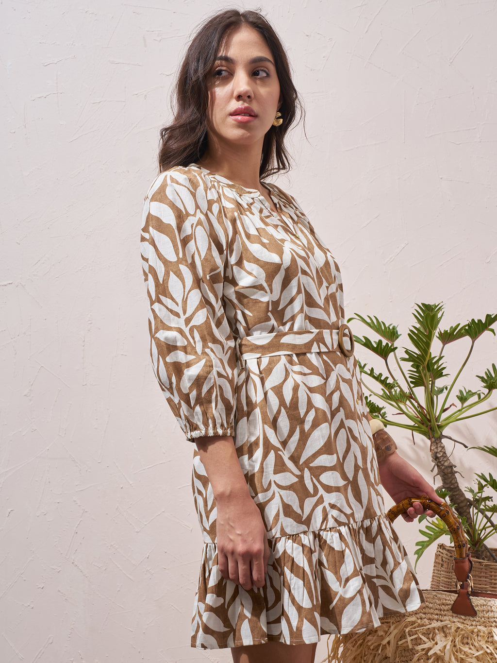 Vara By Vishudh Women Brown Printed Drop Waist Dress - Brown - Image 6
