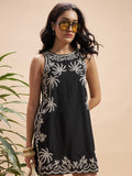 Vara By Vishudh Women Black Embroidered A-Line Dress - Black - Image 1