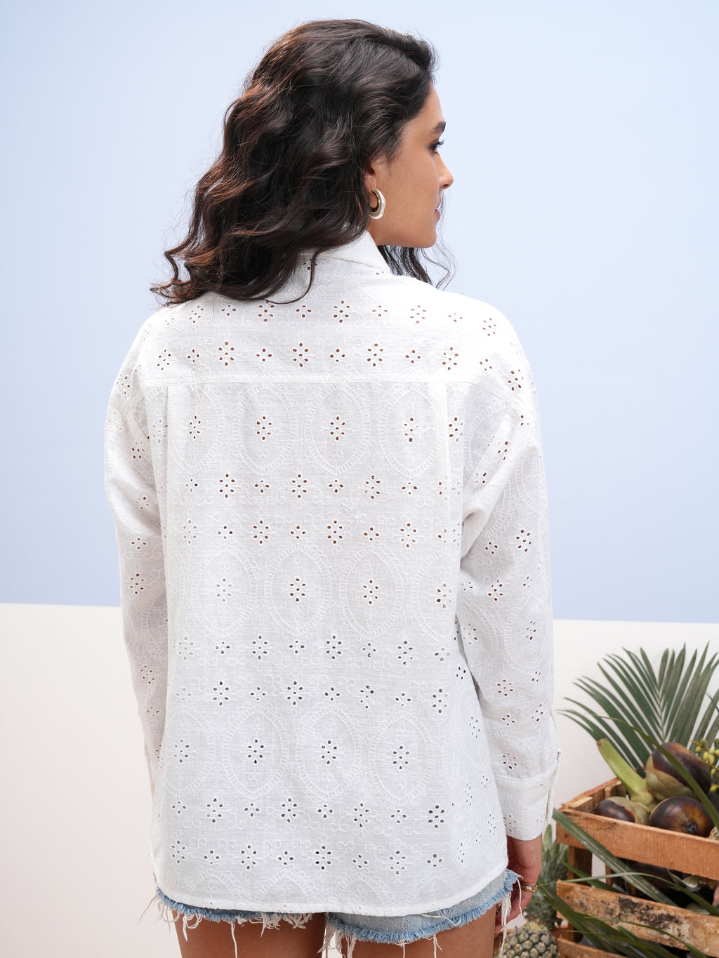 Vara By Vishudh Women White Embroidered Casual Shirt - White - Image 3