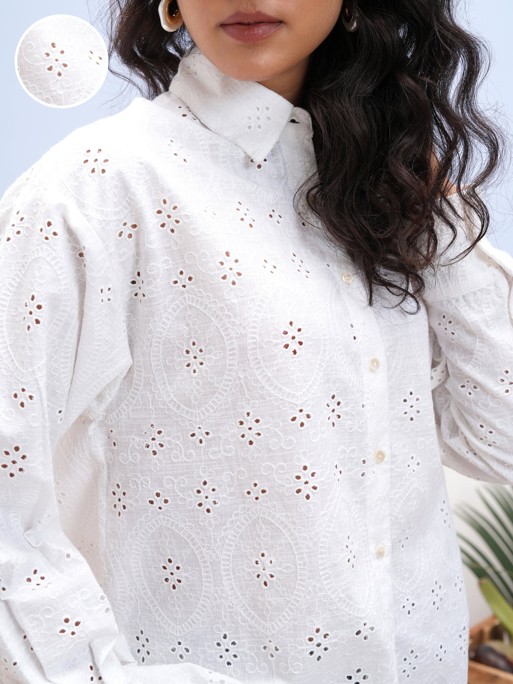 Vara By Vishudh Women White Embroidered Casual Shirt - White - Image 5