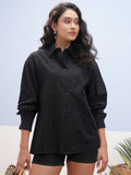 Vara By Vishudh Women Black Embroidered Casual Shirt - Black - Image 1