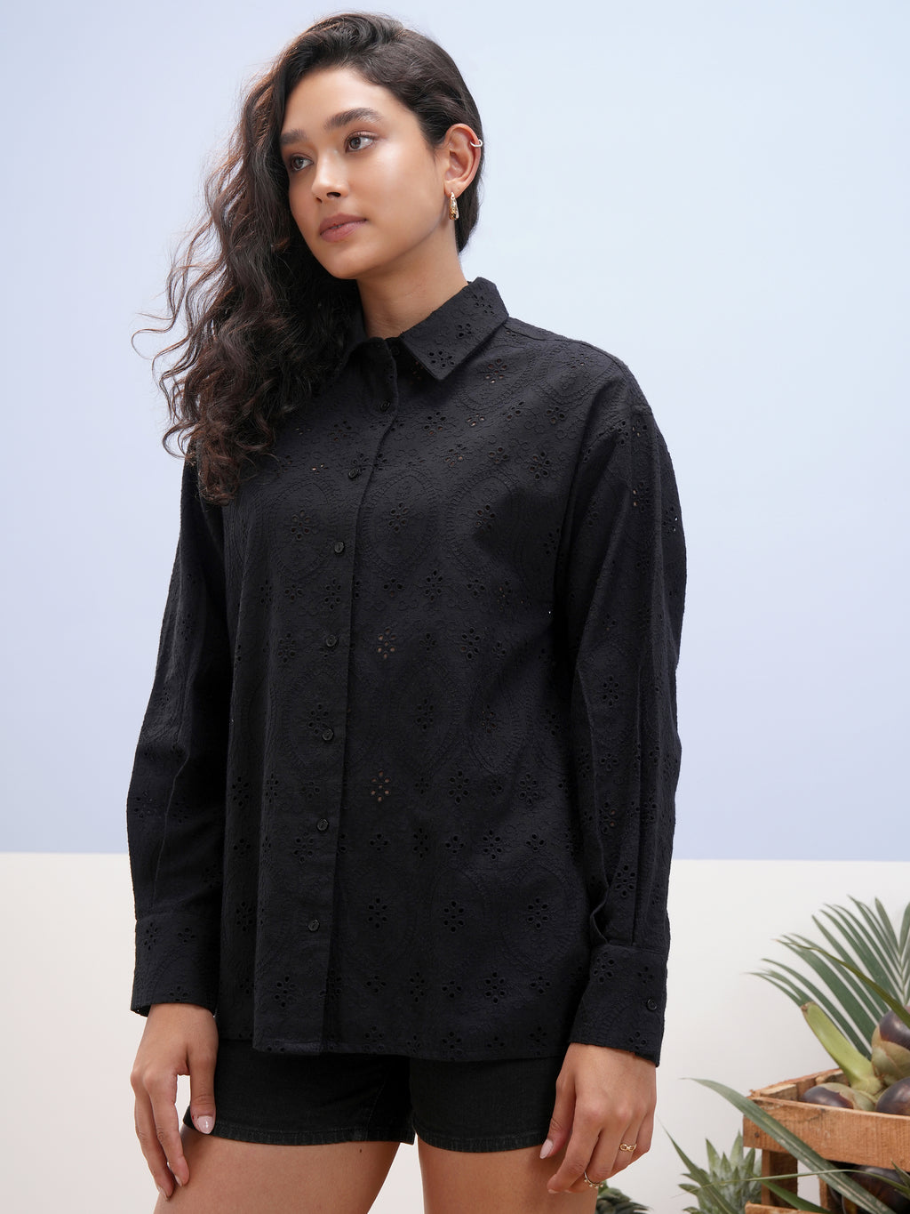 Vara By Vishudh Women Black Embroidered Casual Shirt - Black - Image 4