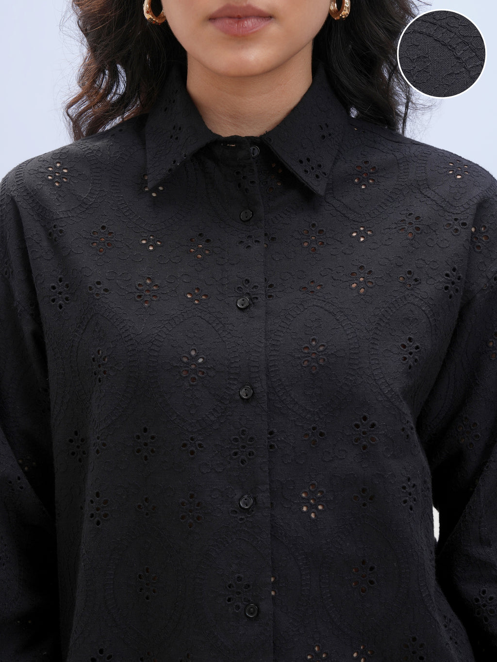 Vara By Vishudh Women Black Embroidered Casual Shirt - Black - Image 5