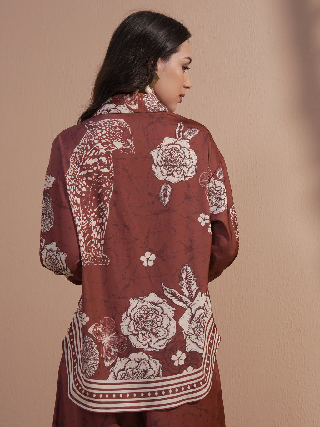 Vara By Vishudh Women Brown Printed Casual Shirt - Brown - Image 3