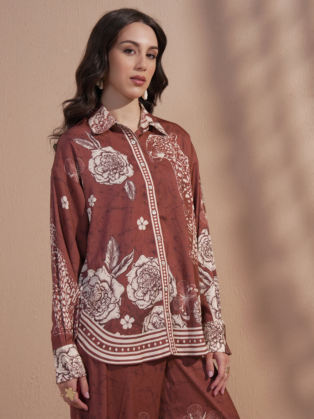 Vara By Vishudh Women Brown Printed Casual Shirt - Brown - Image 6