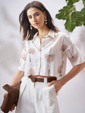 Vara By Vishudh Women Tan Printed Casual Shirt - Tan - Image 1