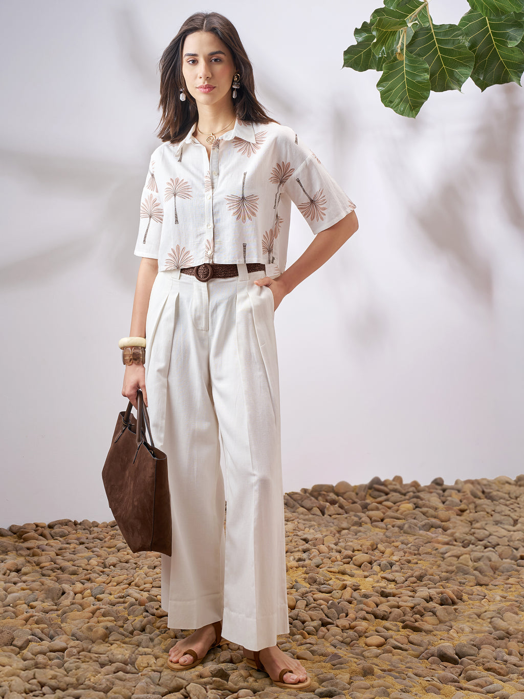 Vara By Vishudh Women Tan Printed Casual Shirt - Tan - Image 2