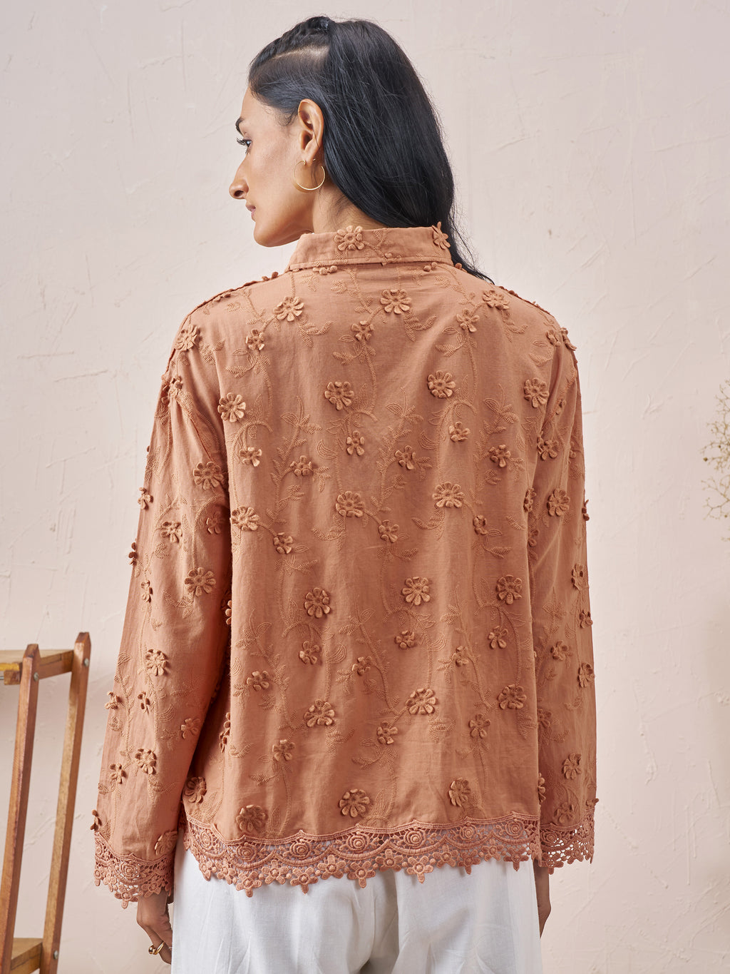Vara By Vishudh Women Brown Embroidered Casual Shirt - Brown - Image 3