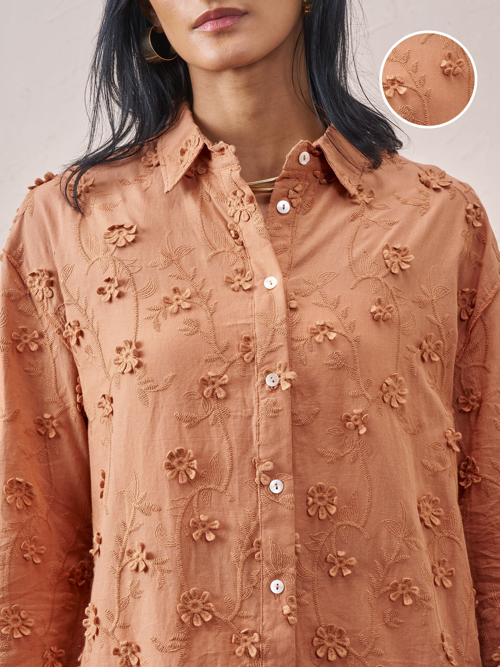 Vara By Vishudh Women Brown Embroidered Casual Shirt - Brown - Image 5
