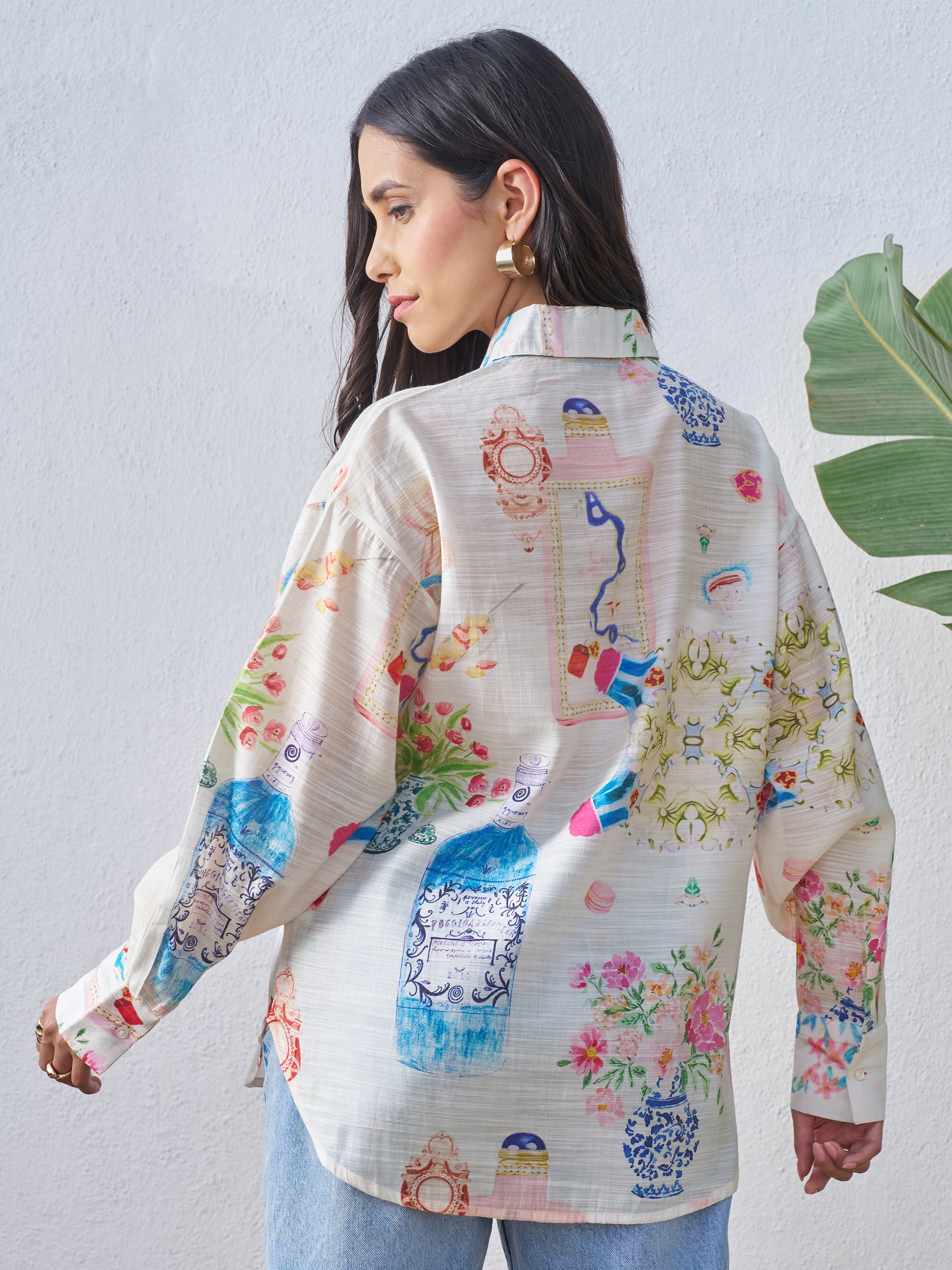 Vara By Vishudh Women Off White Printed Casual Shirt - Off White - Image 3