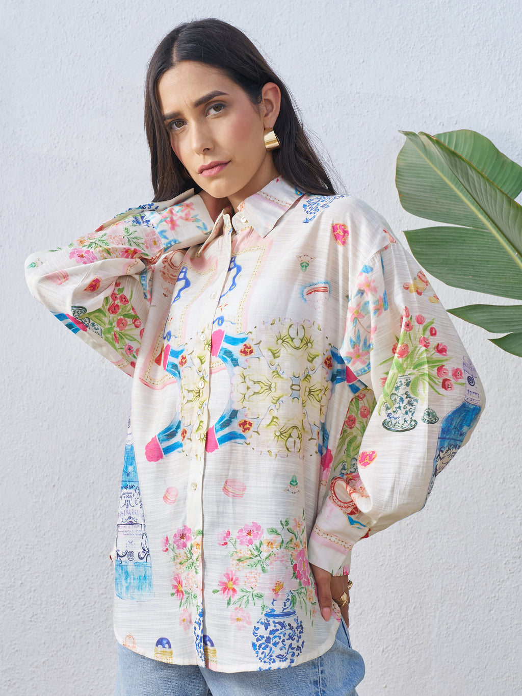 Vara By Vishudh Women Off White Printed Casual Shirt - Off White - Image 4