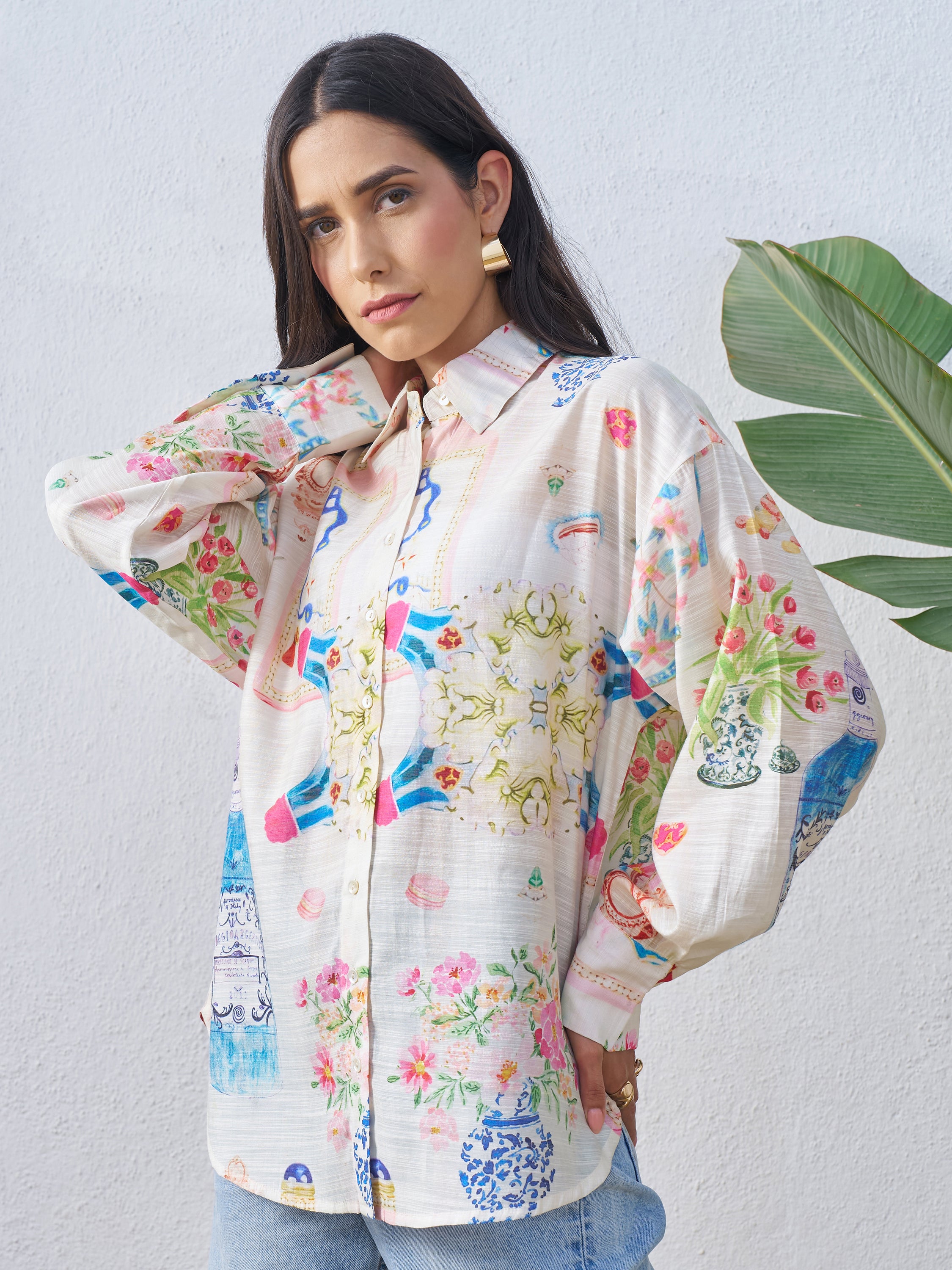 Vara By Vishudh Women Off White Printed Casual Shirt - Off White - Image 4