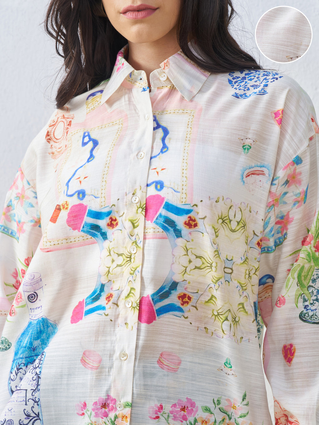 Vara By Vishudh Women Off White Printed Casual Shirt - Off White - Image 5