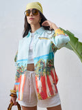 Vara By Vishudh Women Blue Printed Casual Shirt - Blue - Image 1