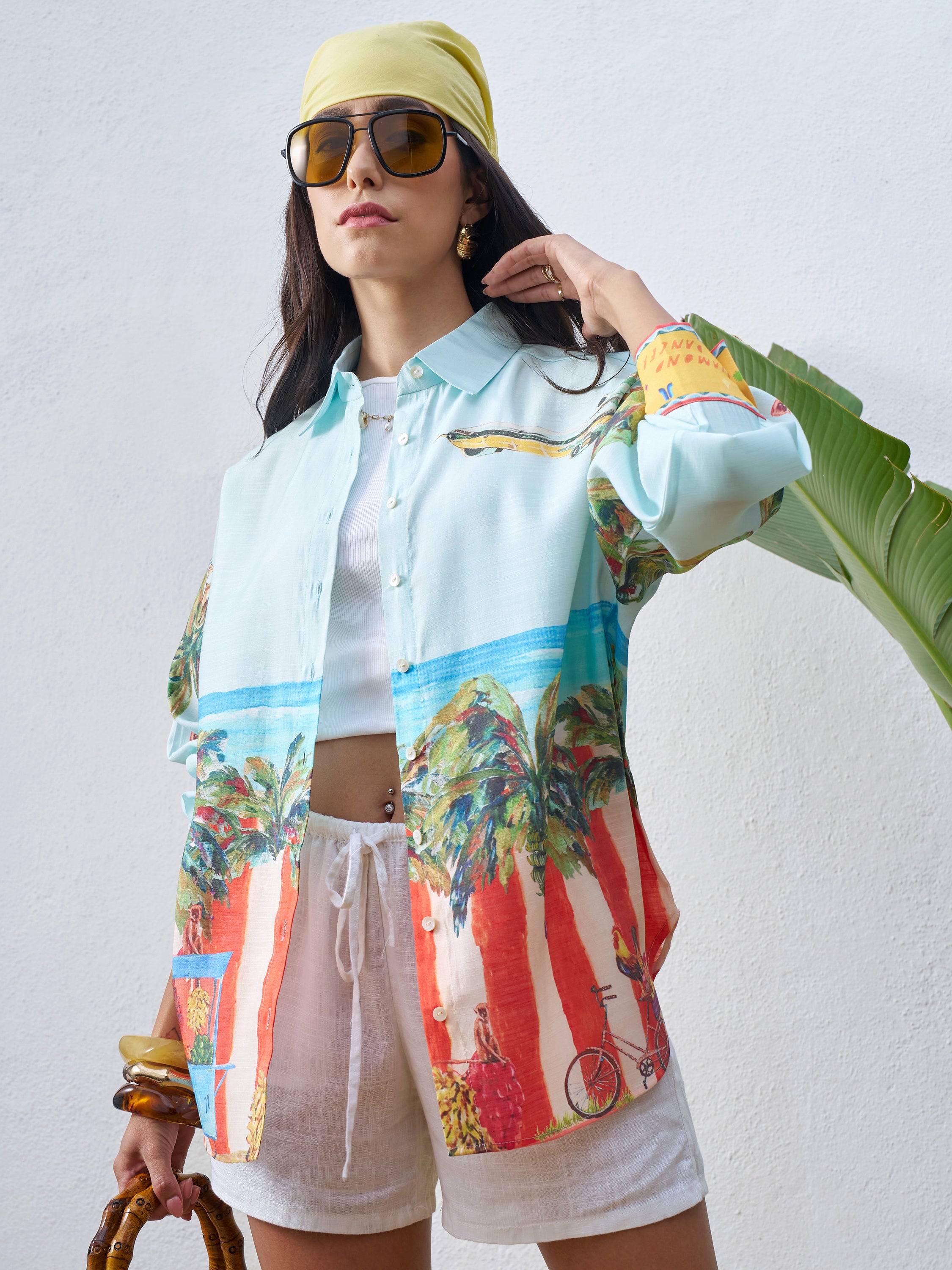 Vara By Vishudh Women Blue Printed Casual Shirt - Blue - Image 1