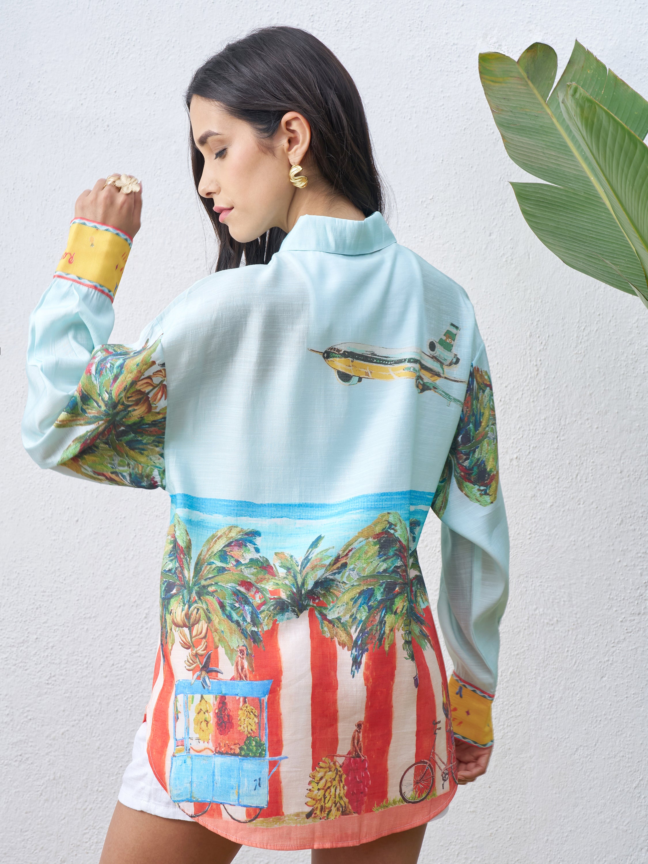 Vara By Vishudh Women Blue Printed Casual Shirt - Blue - Image 3