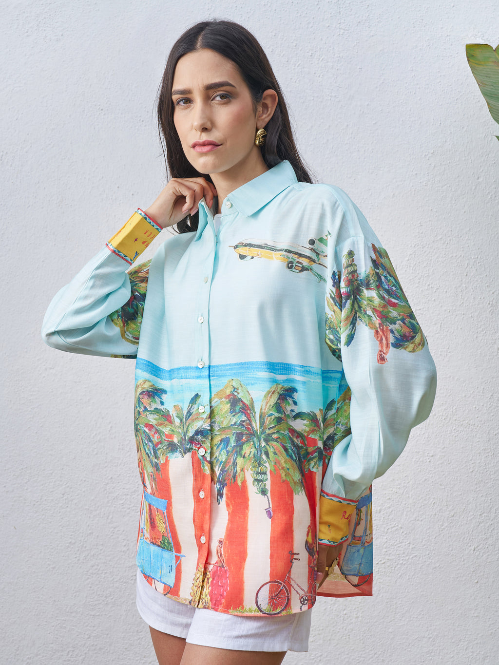 Vara By Vishudh Women Blue Printed Casual Shirt - Blue - Image 4