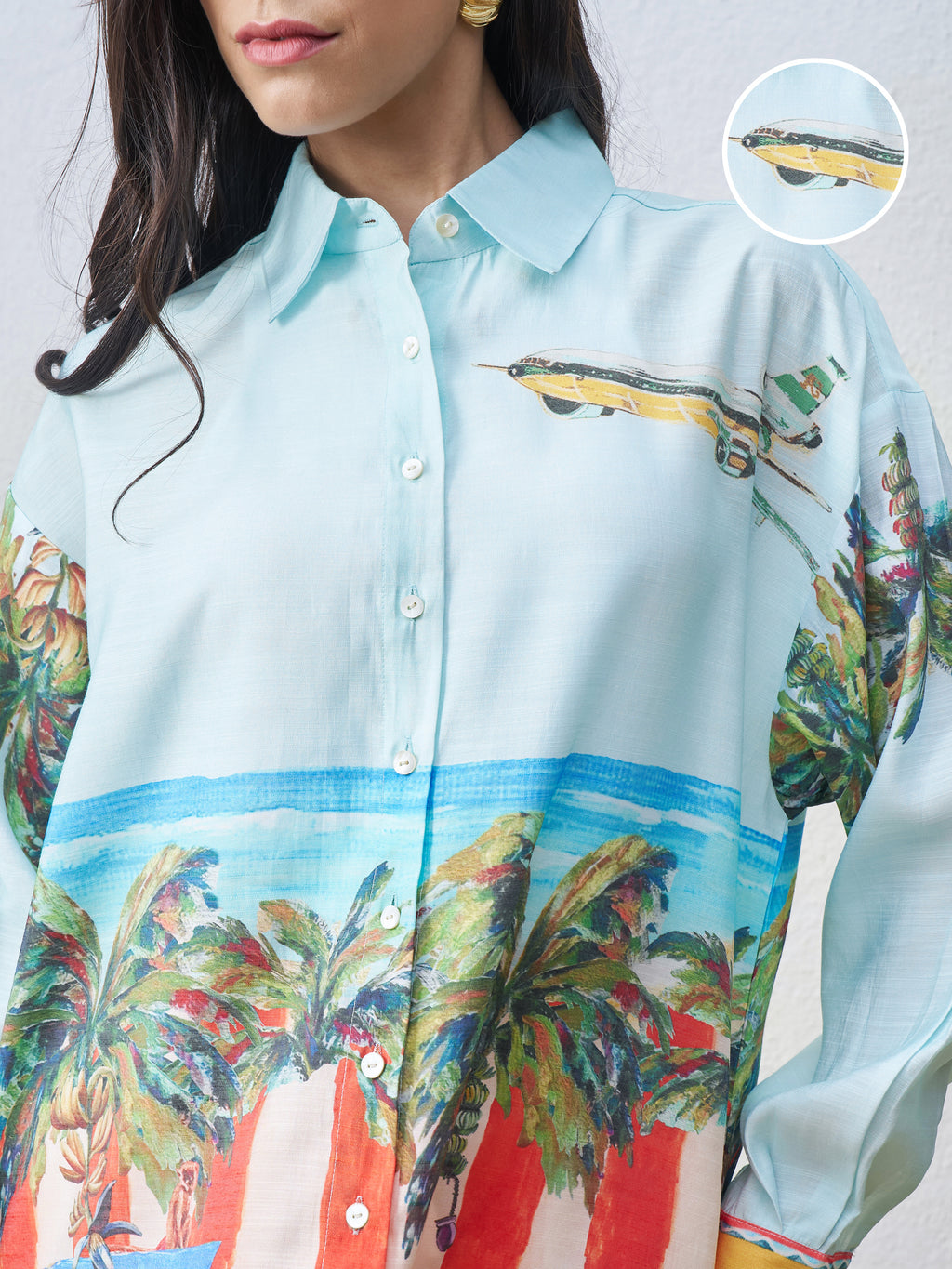 Vara By Vishudh Women Blue Printed Casual Shirt - Blue - Image 5