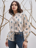 Vara By Vishudh Women Off White Printed Casual Shirt - Off White - Image 1