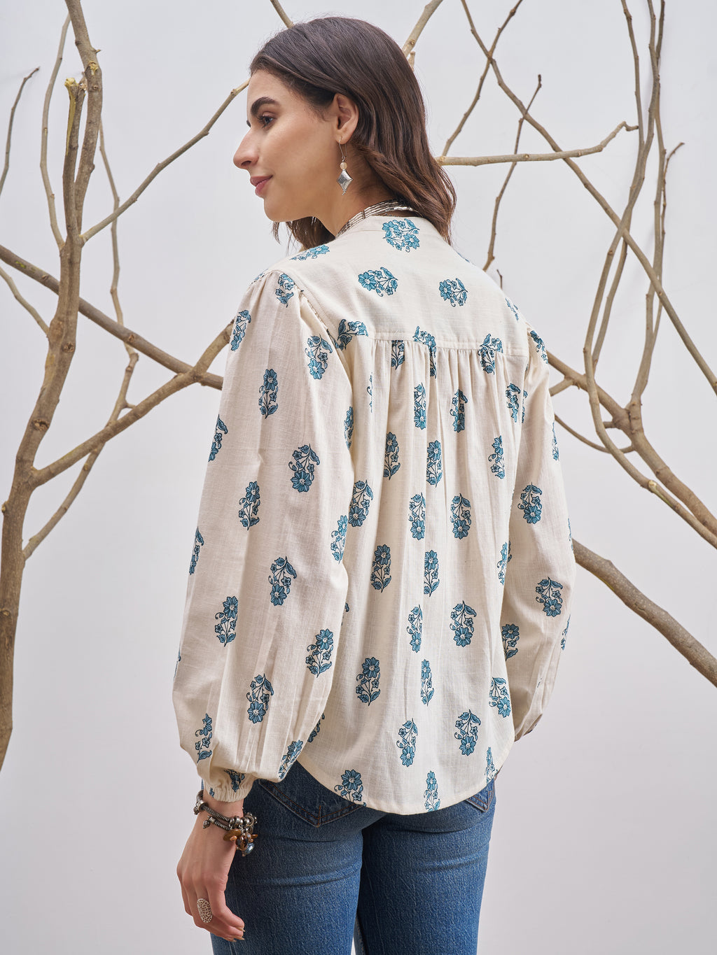Vara By Vishudh Women Off White Printed Casual Shirt - Off White - Image 3