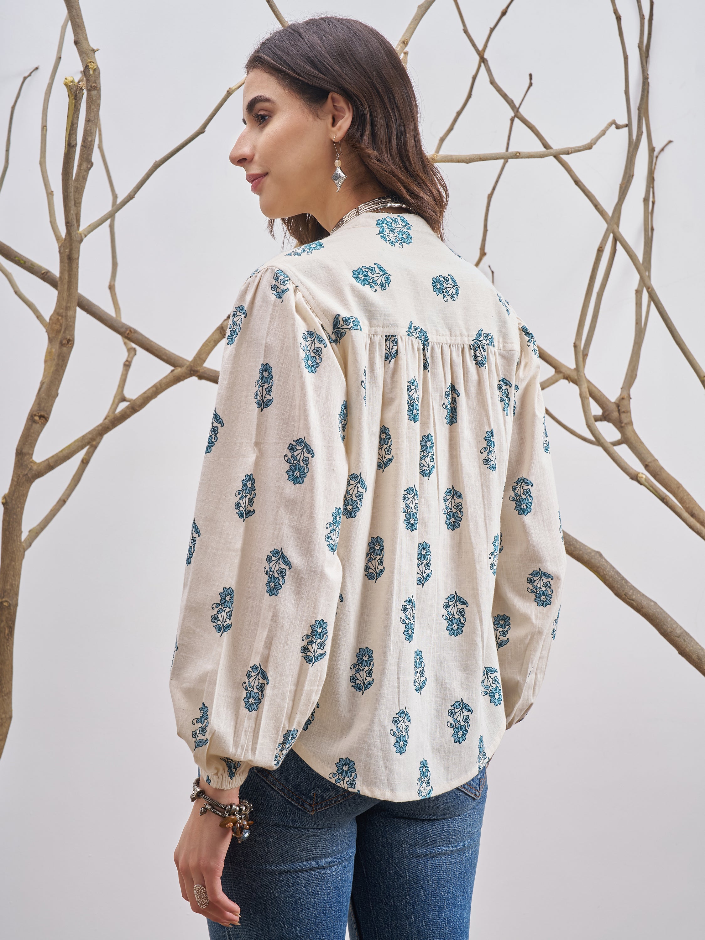 Vara By Vishudh Women Off White Printed Casual Shirt - Off White - Image 3