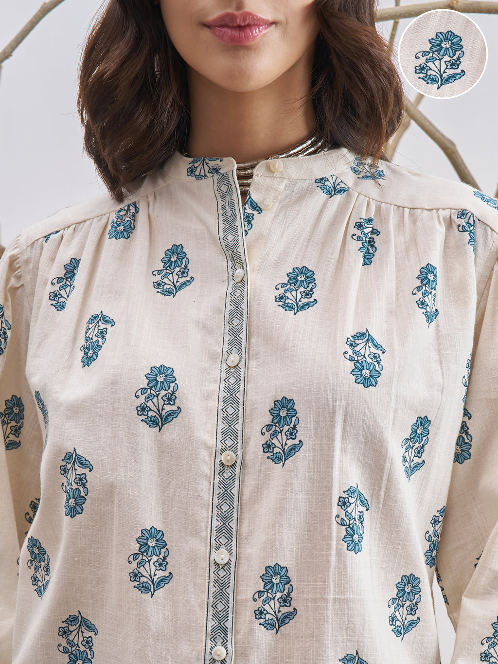 Vara By Vishudh Women Off White Printed Casual Shirt - Off White - Image 5