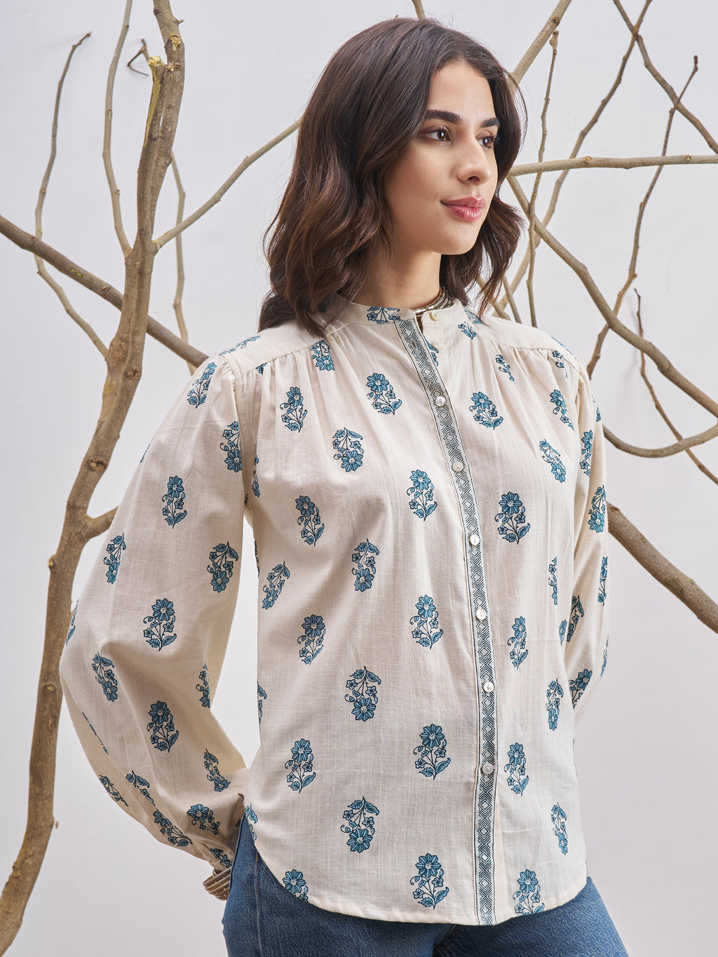 Vara By Vishudh Women Off White Printed Casual Shirt - Off White - Image 6