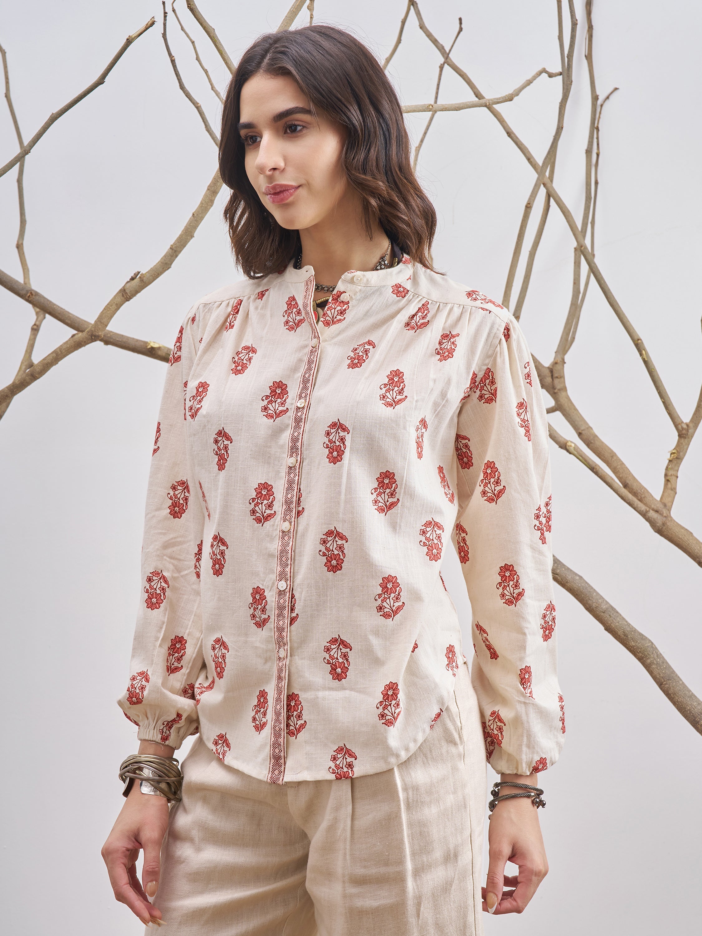 Vara By Vishudh Women Off White Printed Casual Shirt - Off White - Image 4
