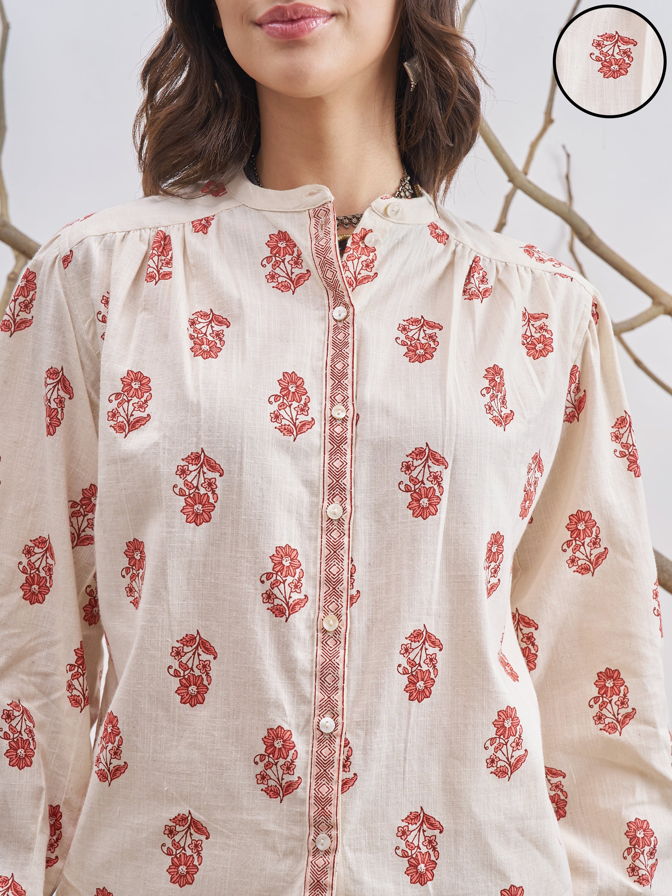 Vara By Vishudh Women Off White Printed Casual Shirt - Off White - Image 5