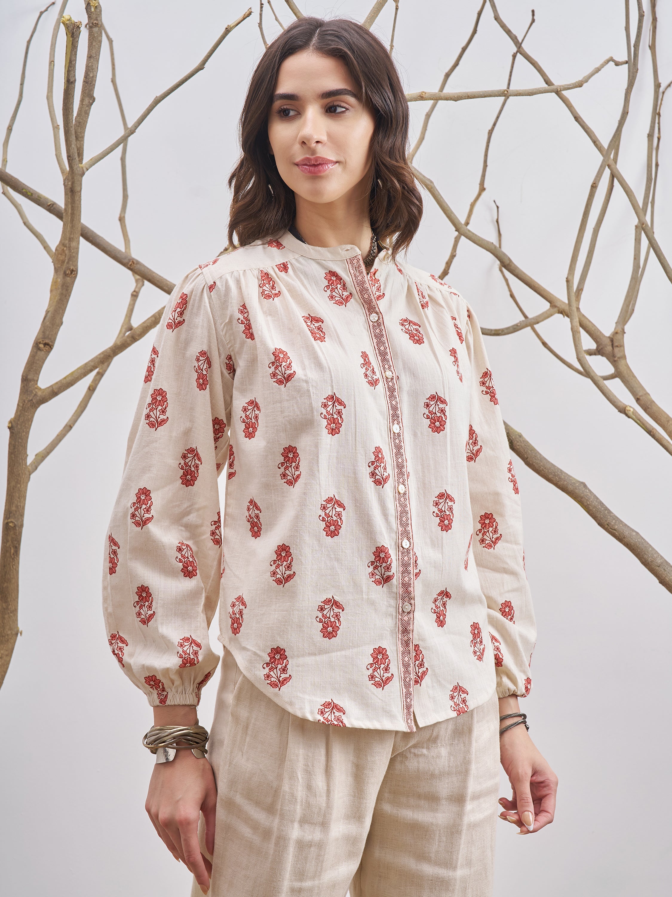 Vara By Vishudh Women Off White Printed Casual Shirt - Off White - Image 6