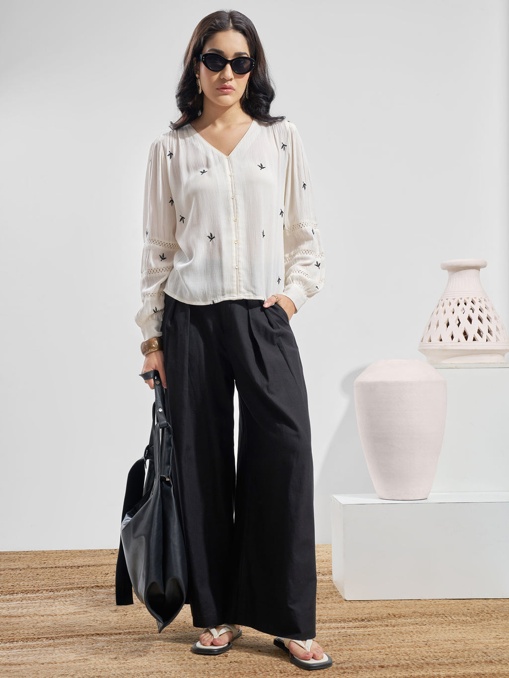 Vara By Vishudh Women Off White Embroidered Tunic - Off White - Image 2