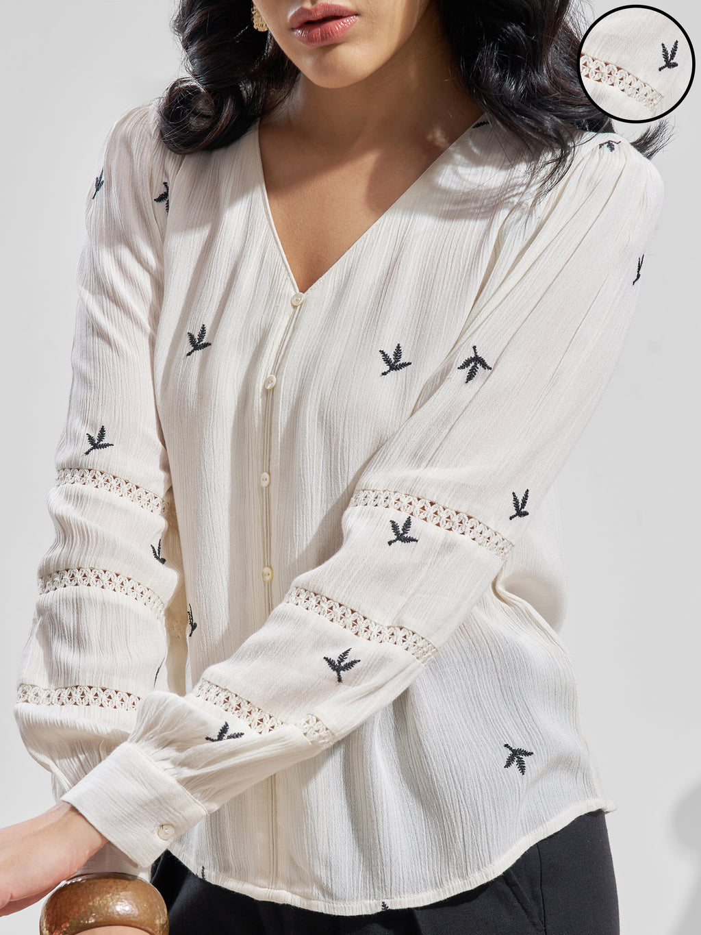 Vara By Vishudh Women Off White Embroidered Tunic - Off White - Image 5